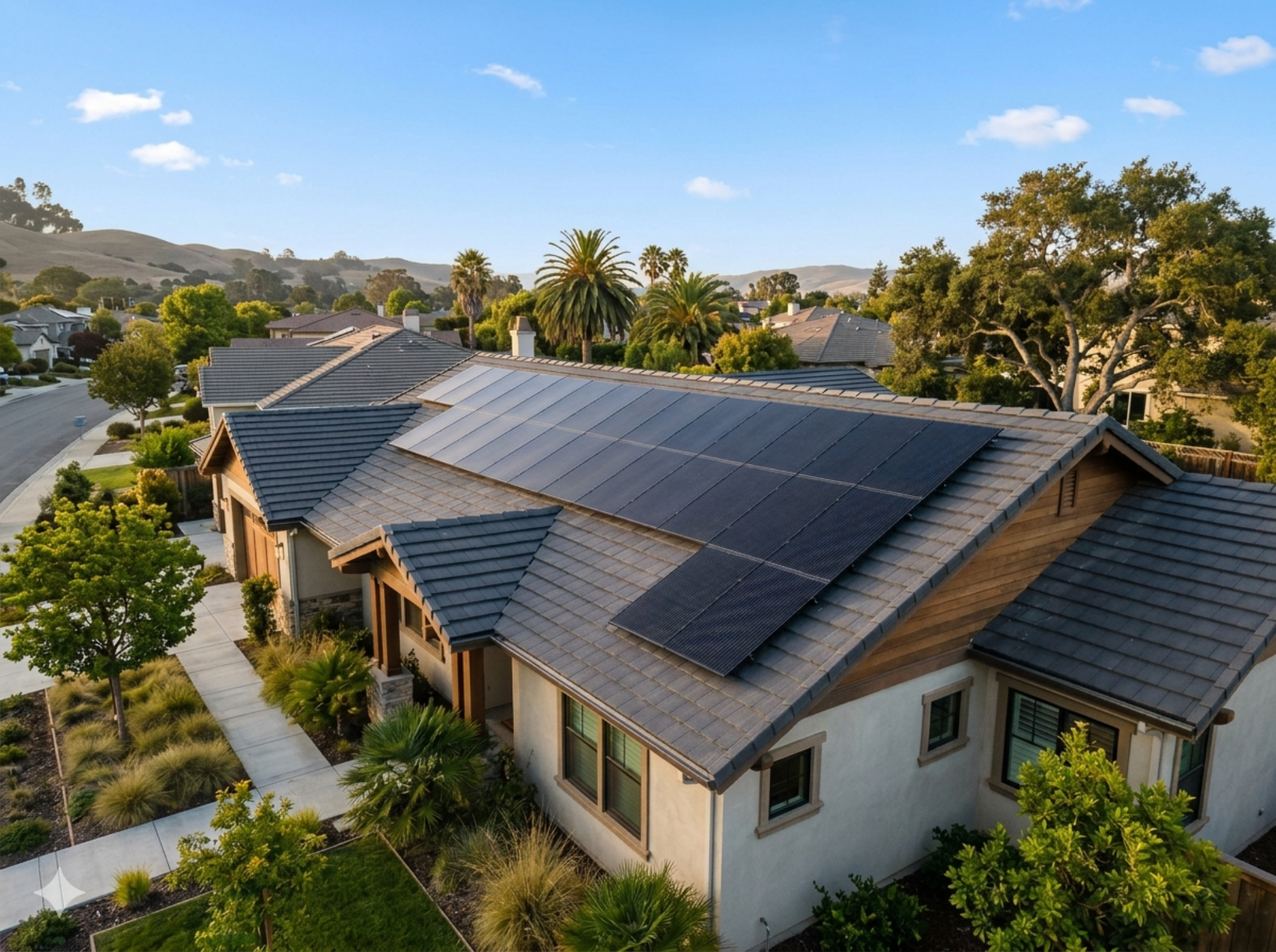 Solar home in a California neighborhood